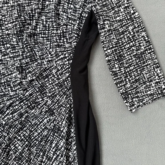 Lauren Ralph Lauren Dress Womens 12 Black White Sheath Stretch 3/4 Sleeve Career - Picture 7 of 13